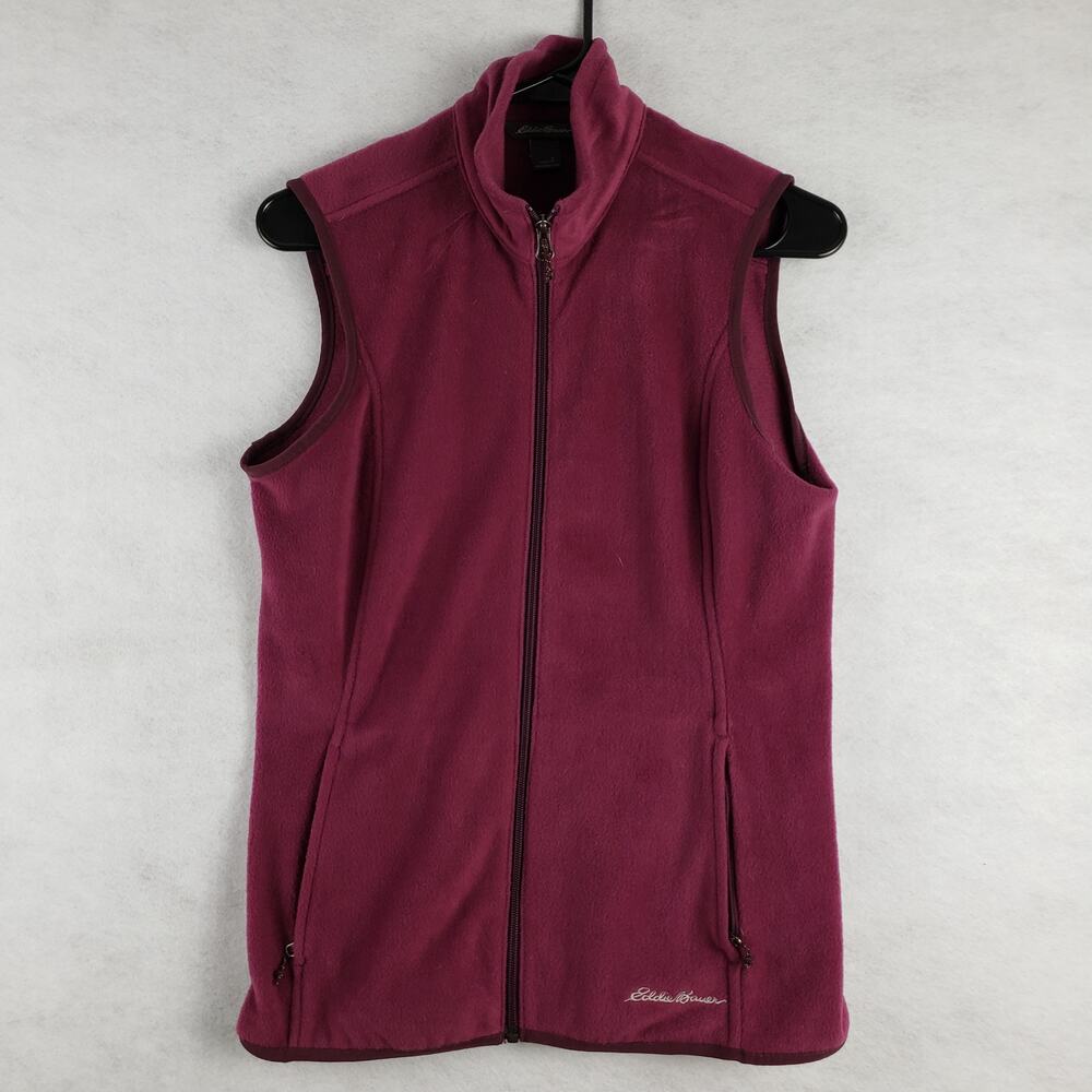 Eddie Bauer Women's S Fleece Vest Maroon Berry Purple Fall Casual Layering